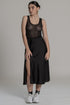 VINNY Satin Midi Skirt with High Split